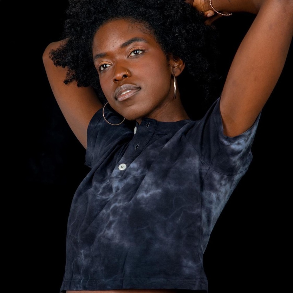 Big Bud Press Crystal Henley Crop Top in black - size L